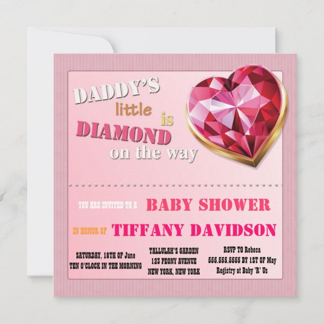 Baby Shower GIRL Daddy's Little Diamond Invitation (Front)
