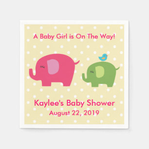 Baby Shower Girl Elephant Polka Dot Napkins