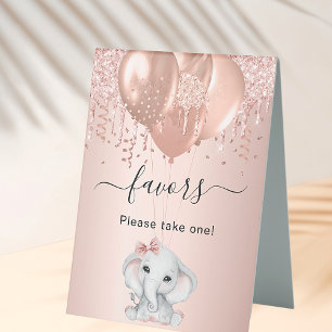 Baby Shower girl elephant rose gold balloons favou