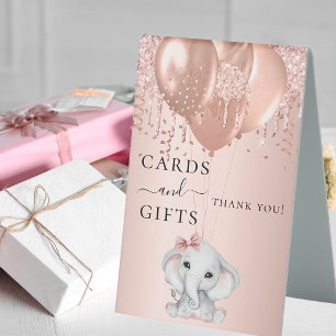 Baby Shower girl elephant rose gold balloons gifts