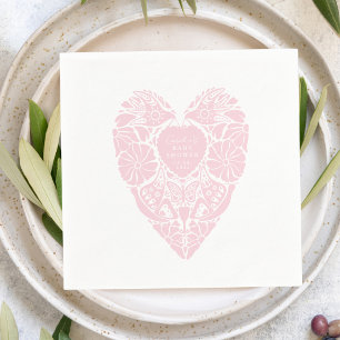 Baby shower girl folk flower heart Paper Napkin
