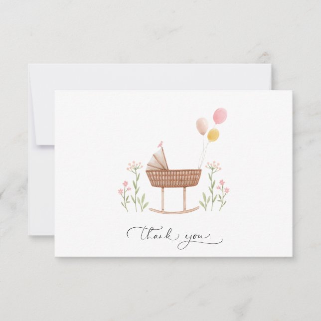 Baby Shower Girl Gender Neutral Thank you Card (Front)