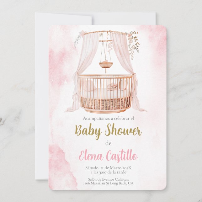 Baby Shower Girl in Spanish Invitation (Front)