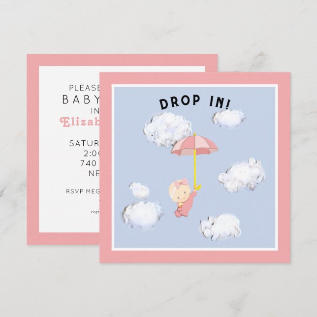 Baby Shower Girl Invitation (Front/Back)