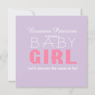 Baby Shower Girl Lavender Pink Classic Modern Look Invitation