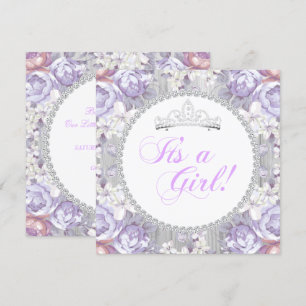 Baby Shower Girl Lavender Vintage Rose Floral Invitation