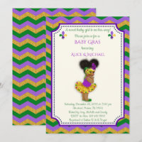 Baby Shower Girl, Mardi Gras Girl, gold, chevron