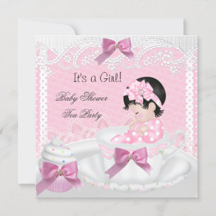 Baby Shower Girl Pink Baby Teacup Cupcake 34 Invitation