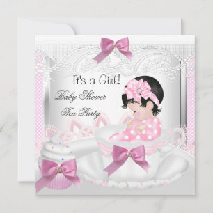 Baby Shower Girl Pink Baby Teacup Cupcake 35 Invitation