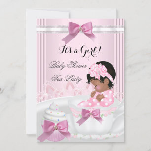 Baby Shower Girl Pink Baby Teacup Cupcake 4a Invitation