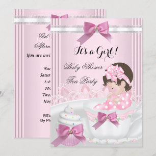 Baby Shower Girl Pink Baby Teacup Cupcake 4b Invitation