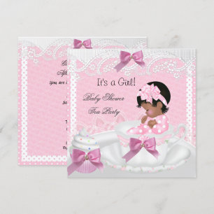 Baby Shower Girl Pink Baby Teacup Cupcake AA Invitation