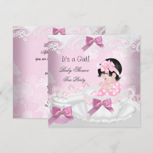 Baby Shower Girl Pink Baby Teacup Cupcake Invitation