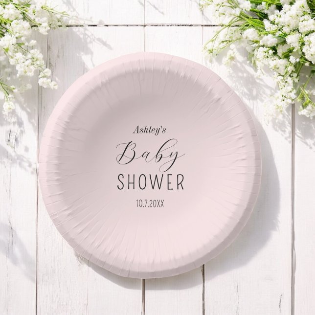 Baby Shower Girl Pink Elegant Paper Bowls Paper Plate (Creator Uploaded)