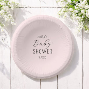 Baby Shower Girl Pink Elegant Paper Bowls Plate