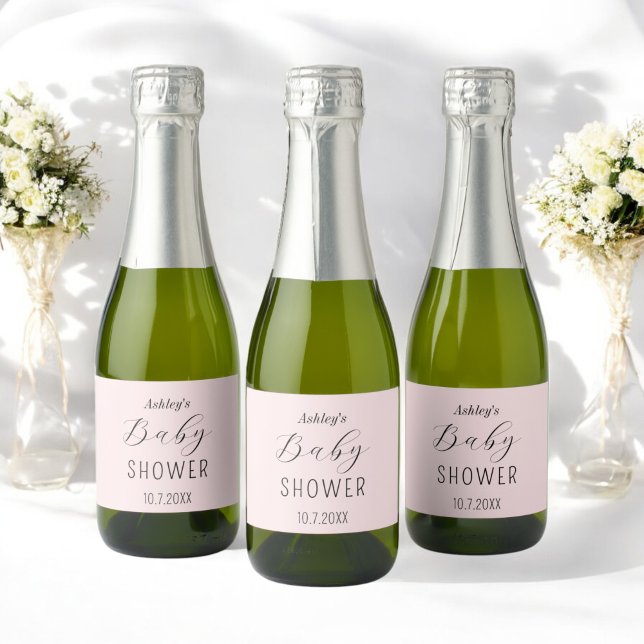 Baby Shower Girl Pink Elegant   Sparkling Wine Label (Creator Uploaded)