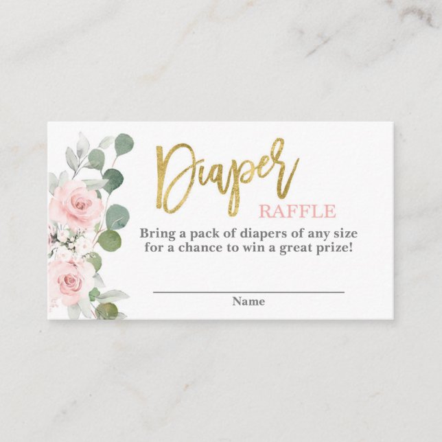 Baby shower girl pink floral Diaper Raffle Enclosure Card (Front)