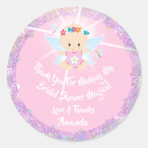 Baby Shower Girl Pink Glitter Princess Classic Round Sticker