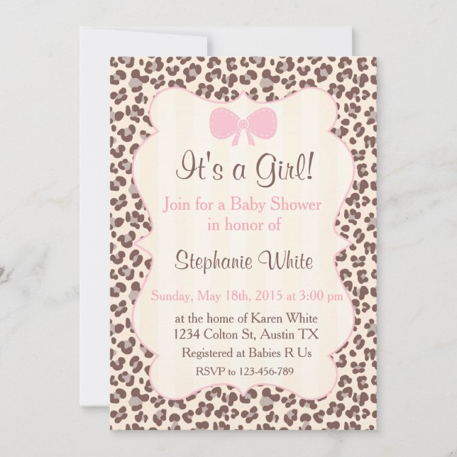 Baby Shower girl pink leopard Invitation (Front)