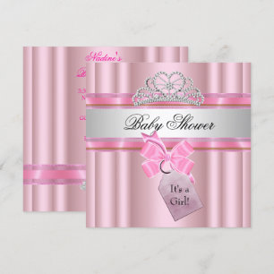 Baby Shower Girl Pink Princess Black Invitation