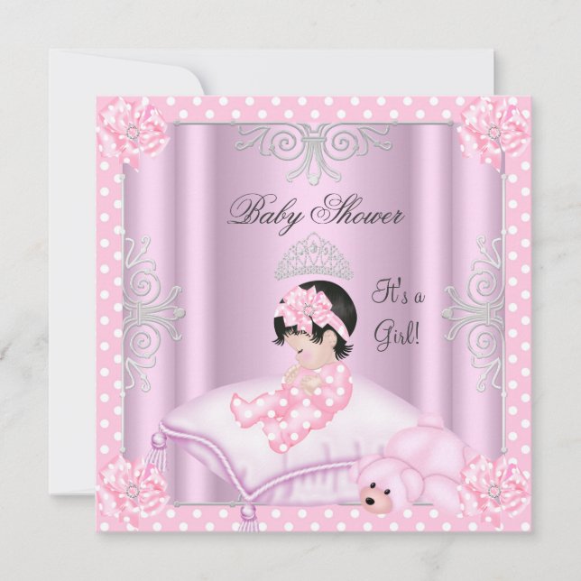 Baby Shower Girl Pink Princess Tiara Invitation (Front)