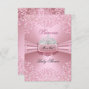Baby Shower Girl Pink Princess Tiara lace SML Invitation