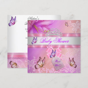 Baby Shower Girl Pink Purple Princess Butterfly Invitation