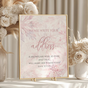 Baby Shower Girl Pink Snowflake Address Poster
