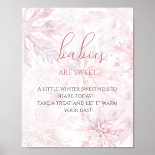 Baby Shower Girl Pink Snowflake Babies are Sweet  Poster
