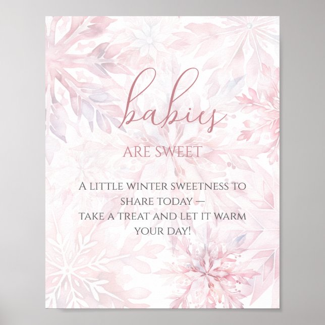 Baby Shower Girl Pink Snowflake Babies are Sweet  Poster (Front)