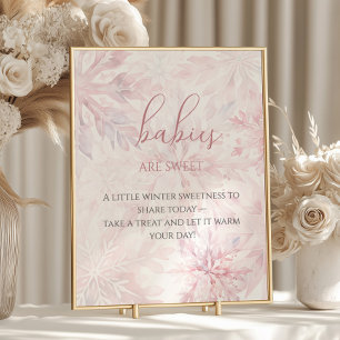 Baby Shower Girl Pink Snowflake Babies are Sweet Poster