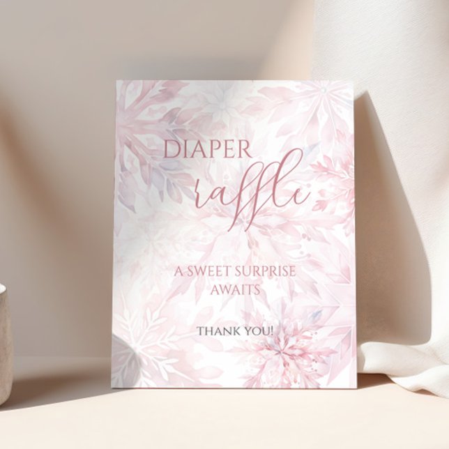 Baby Shower Girl Pink Snowflake Diaper Raffle Poster (Creator Uploaded)