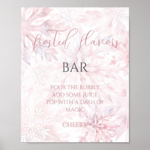 Baby Shower Girl Pink Snowflake Mom-osa Bar  Poster