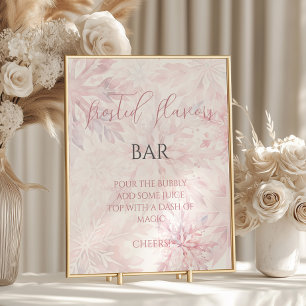 Baby Shower Girl Pink Snowflake Mom-osa Bar Poster