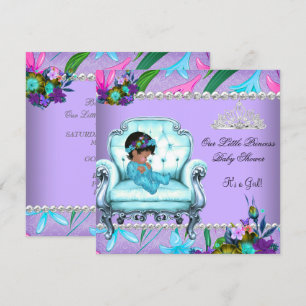 Baby Shower Girl Pink Teal Blue Purple Chair Invitation