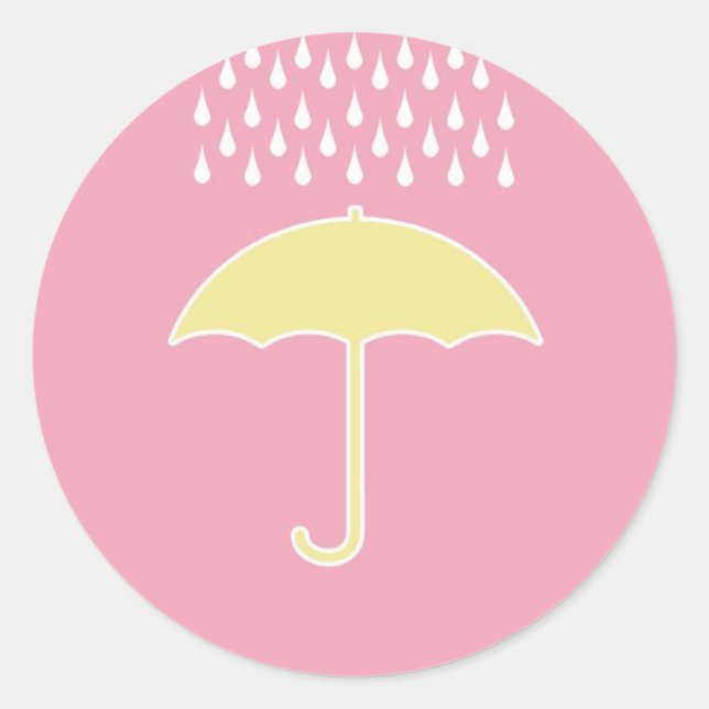 Baby Shower Girl Pink Umbrella Stickers (Front)