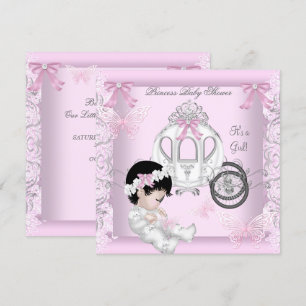 Baby Shower Girl Princess Carriage Butterfly Invitation