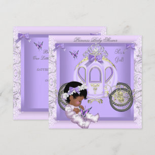 Baby Shower Girl Princess Carriage Lavender 3 Invitation