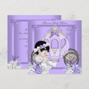 Baby Shower Girl Princess Carriage Lavender Invitation