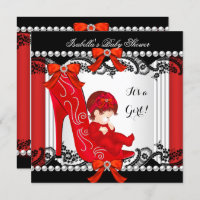 Baby Shower Girl Red High Heel Shoe Redhead