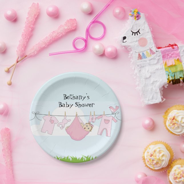 Baby Shower Girl Reveal Party Paper Plates (Party)
