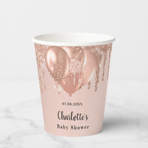 Baby Shower girl rose gold balloons Paper Cups