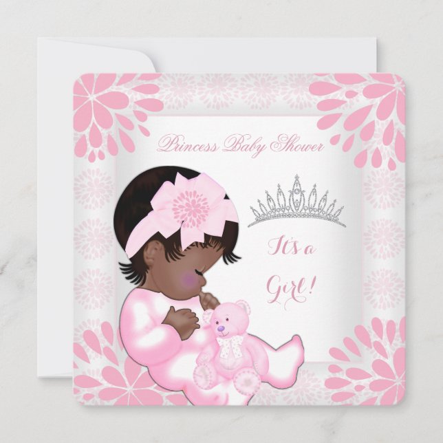 Baby Shower Girl Sweet Baby Peach Pink White Bear Invitation (Front)