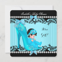 Baby Shower Girl Teal Blue Shoe