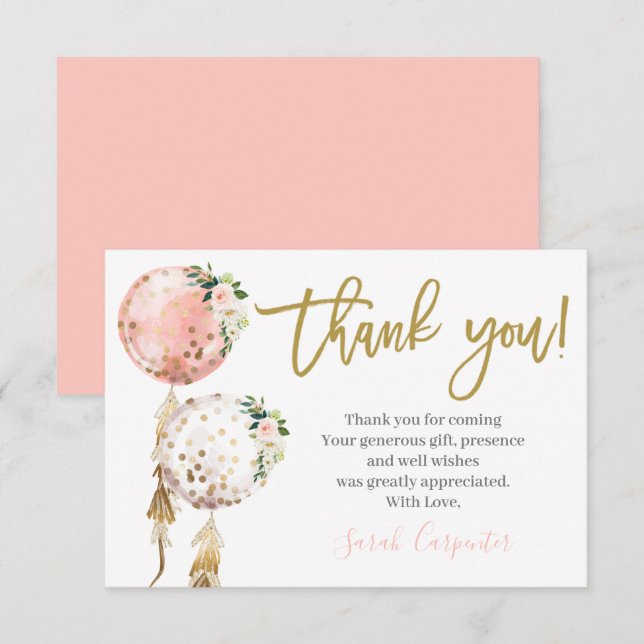 Baby Shower Girl thank you Card (Front/Back)