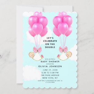 Baby Shower Girl Twins Invitation