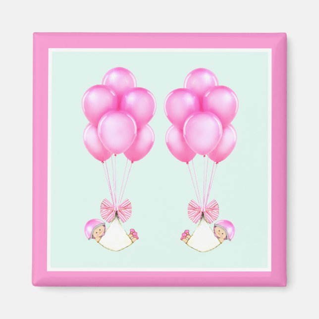 Baby Shower Girl Twins Magnet (Front)