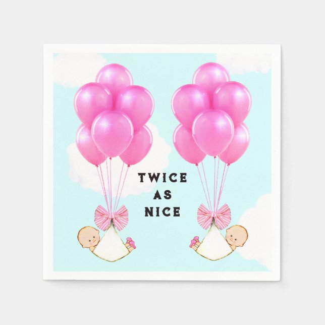 Baby Shower Girl Twins Napkin (Front)