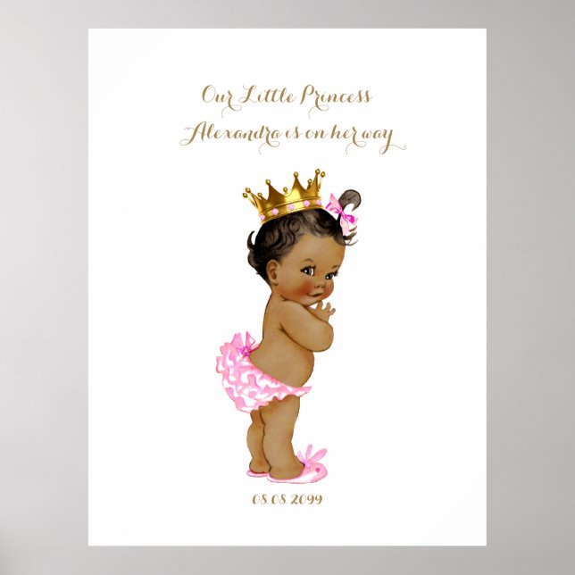 Baby Shower Girl, white pink,elegant,32x41,6 300pp Poster (Front)