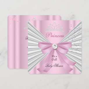 Baby Shower Girl White Pink Princess Tiara Invitation